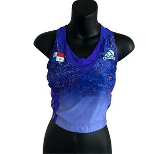 NEW WITH TAGS Adidas Women's Crop Tank PURPLE/blue OLYMPIC TEAM PRO DISTANCE TOP